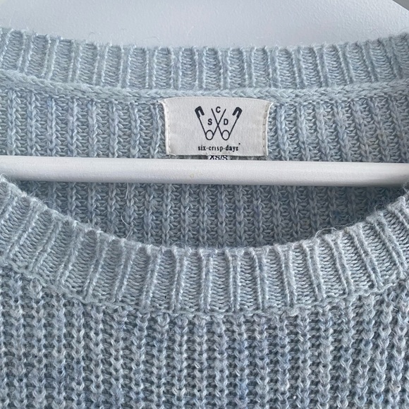 Pale Blue Cable Knit Sweater with High Slits - Picture 2 of 5